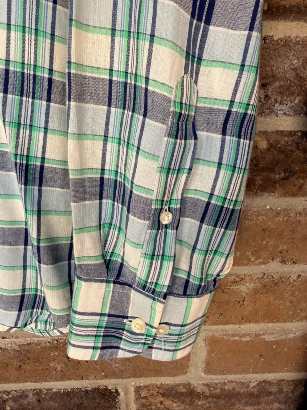 J. Crew Men's Plaid Button-Down Shirt in Blue, Green & White